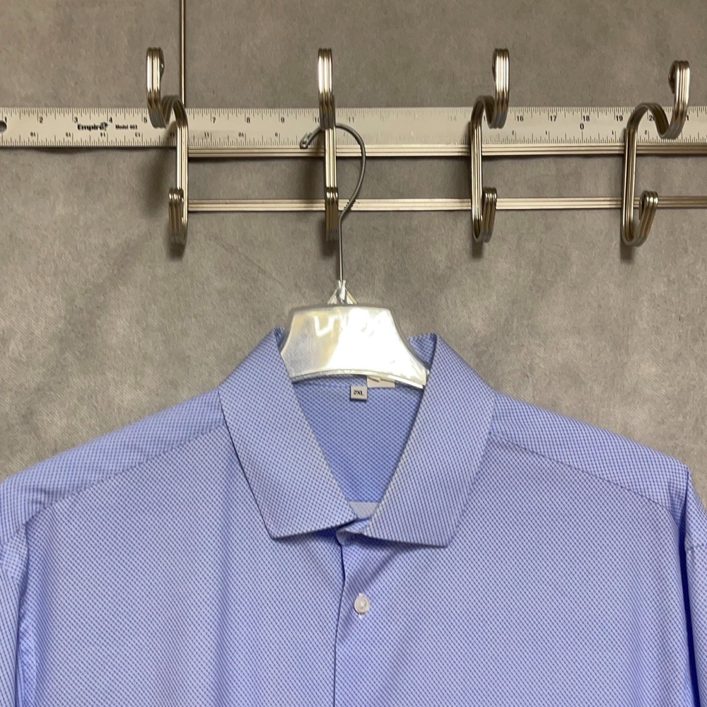 State & Liberty Shirt Men 2XL Blue Geometric Button Up Textured Dress Athletic